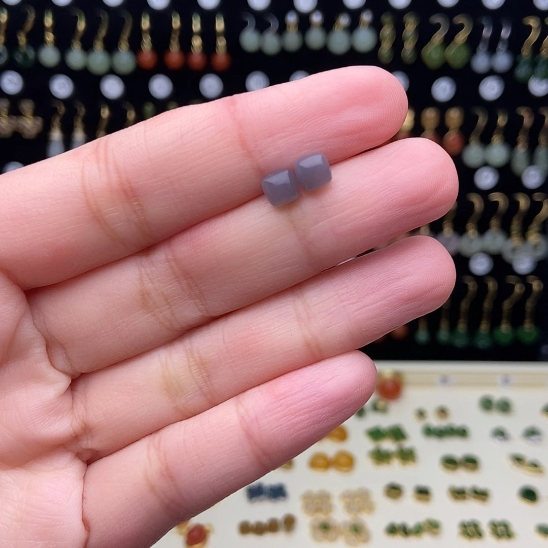 和田玉银S925镀金镶嵌耳饰