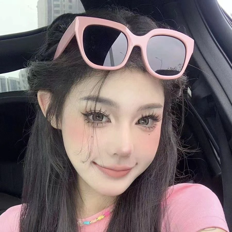 方形嫩粉色墨镜女高级感大框方圆脸显瘦防晒太阳眼镜