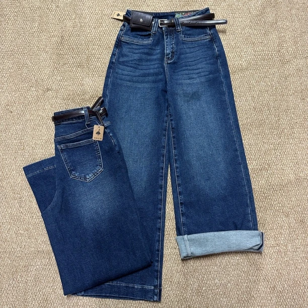 秋冬高腰显瘦加绒抓毛冬百搭显瘦高腰直筒微喇裤牛仔裤5967