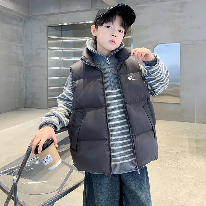 儿童装男童马甲羽绒棉秋冬款2025新款加厚大童男孩外穿背心冬G13