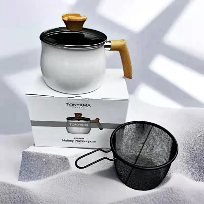 和风多用锅16cm单把手带炸篮奶杯锅奶锅