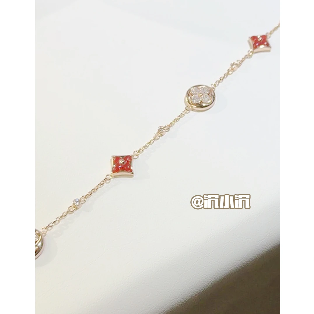 铜合金手链 【红拼钻老花手链L59】重工时尚百搭气质手链