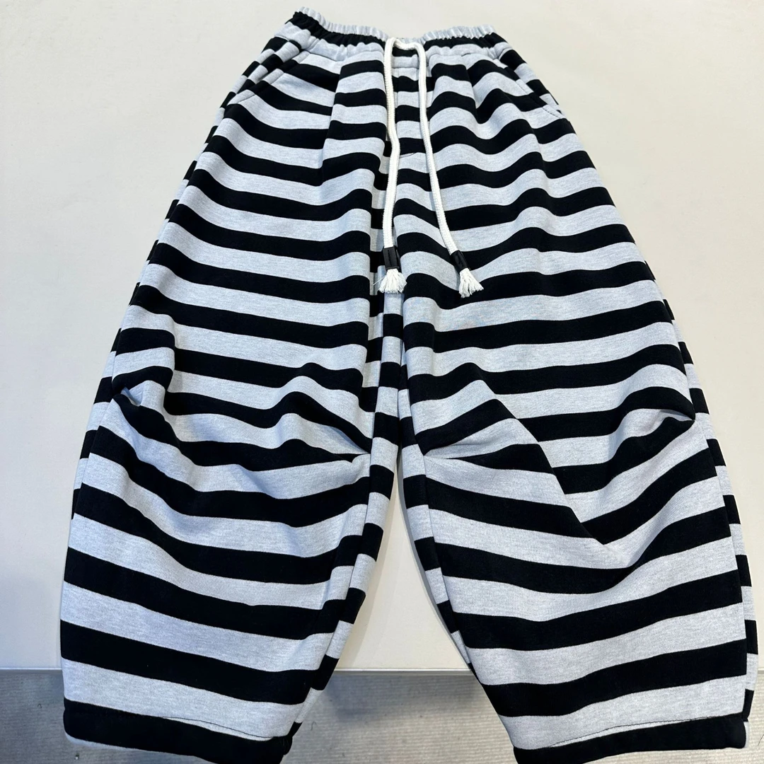 儿童冬装韩范加绒舒适洋气条纹运动裤 24842