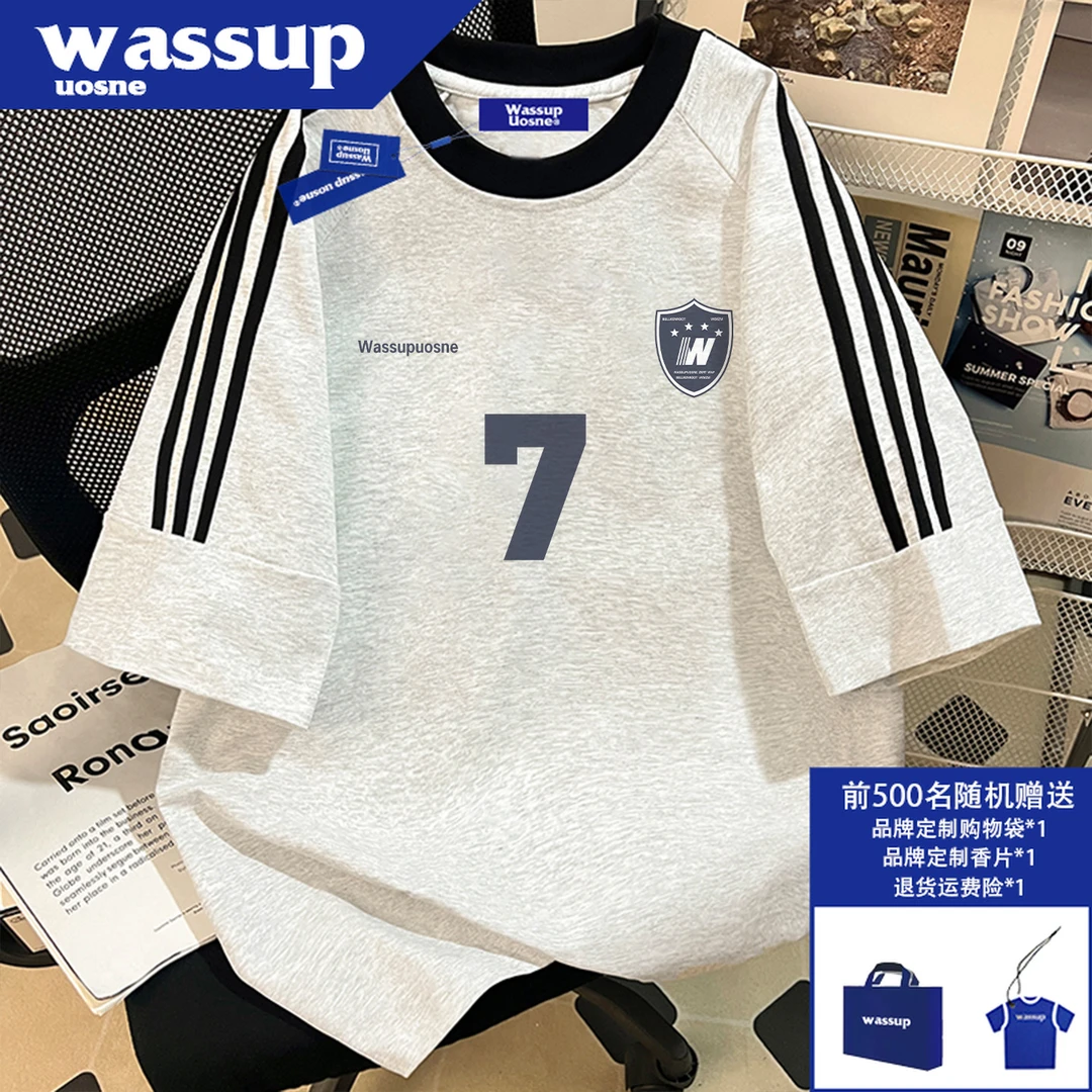 小众三条杆短袖t恤男夏季新款重磅纯棉oversize美式复古百搭上衣