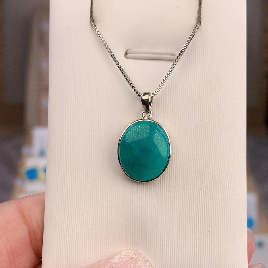 绿松石银S925镶嵌吊坠(不含链)