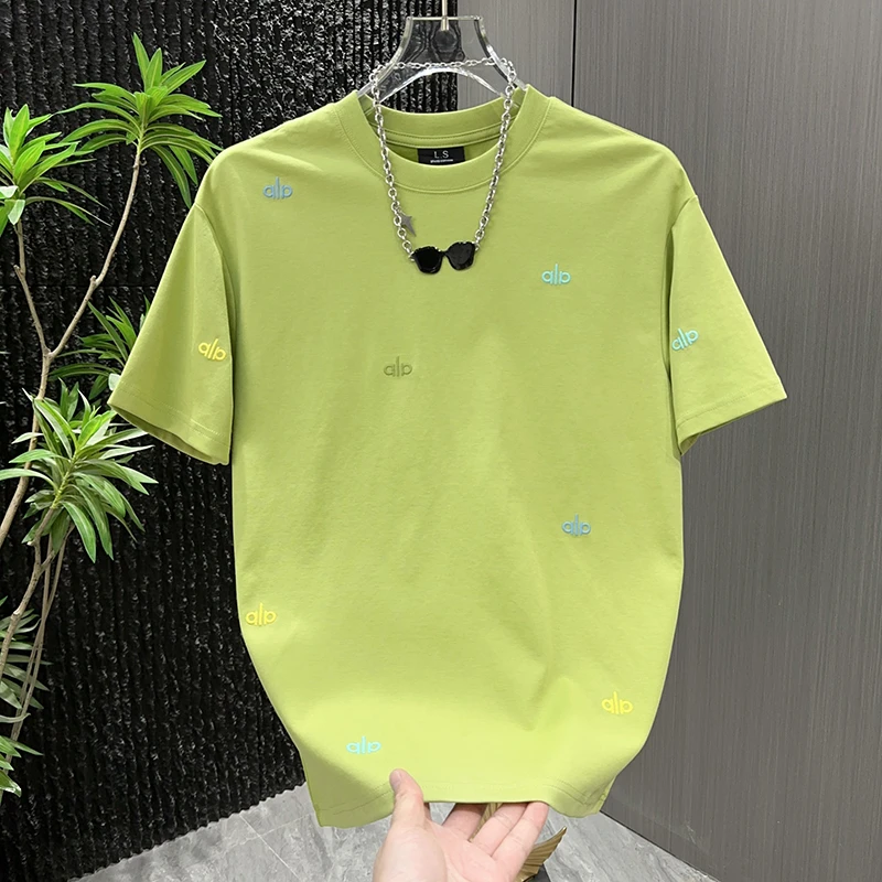 夏季新款薄款潮流简约撞色休闲T恤男士宽松圆领时尚百搭体恤衫潮t