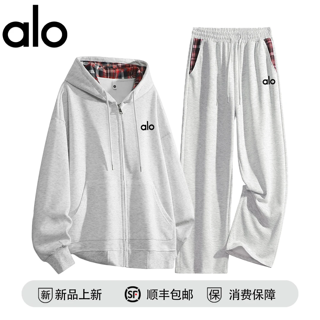 alo潮牌 经典时尚潮流开衫卫衣套装秋季情侣款简约高级感两件套