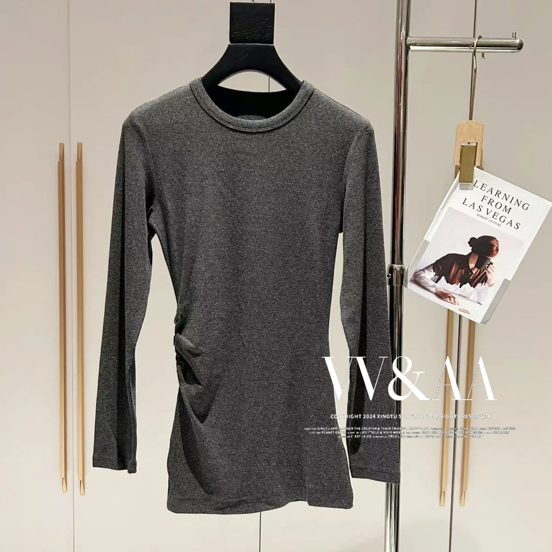 VV&AA 圆领长袖修身侧开叉打底衫 LJ3897