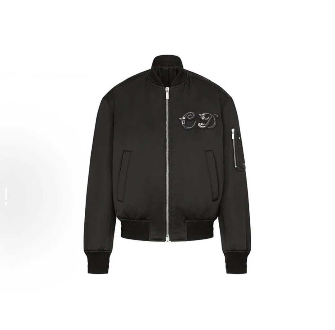 未使用 DIOR/迪奥 黑色纯色字母拉链棒球领长袖夹克