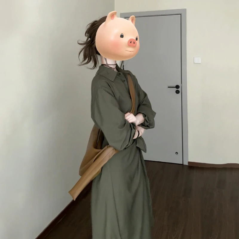 绿色polo领衬衫连衣裙子女装2025新款初夏季今年流行漂亮爆款长裙