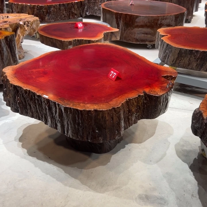 施***舍木原木树墩桌+底座 山东高度45.