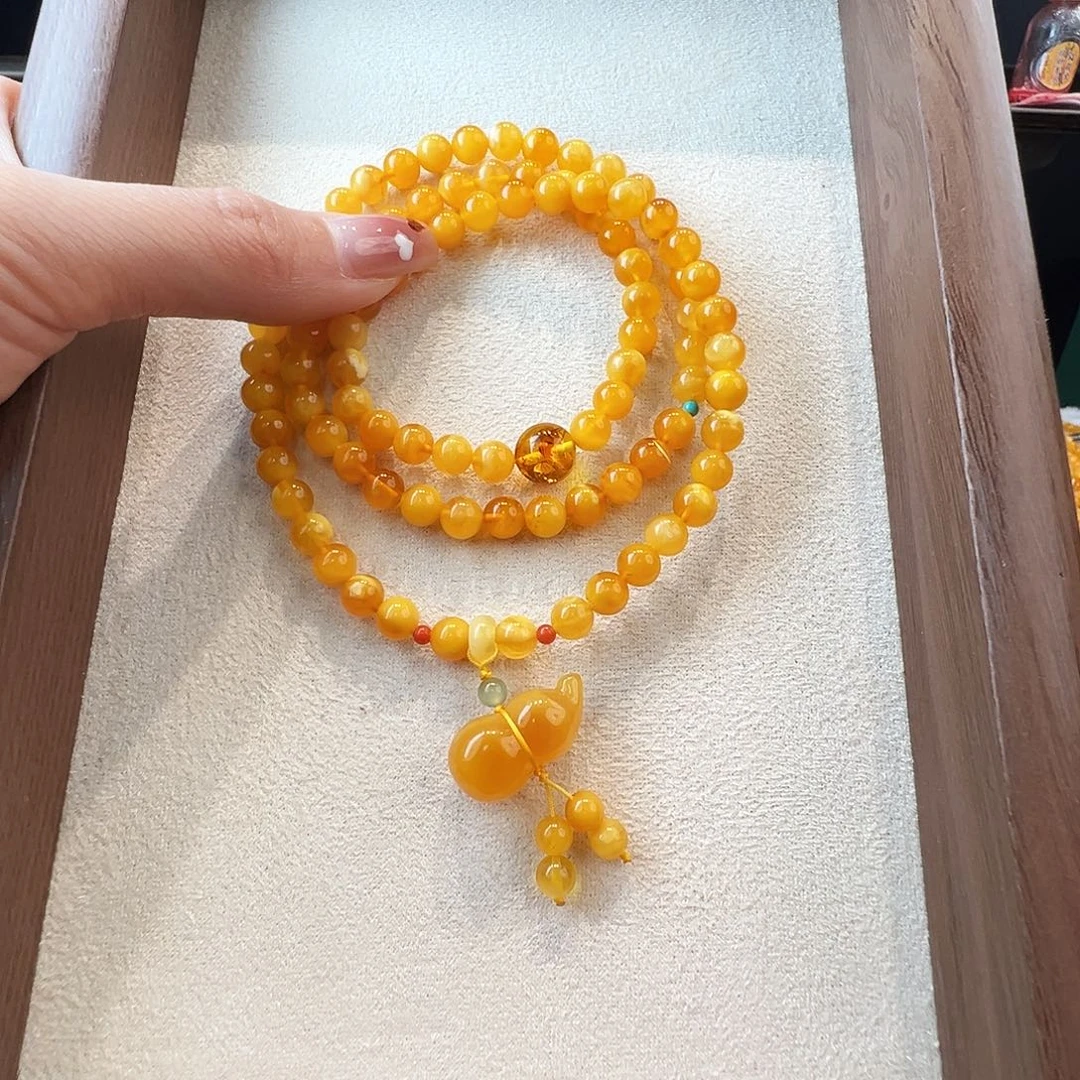 蜜蜡未镶嵌手链蜜蜡6.5mm