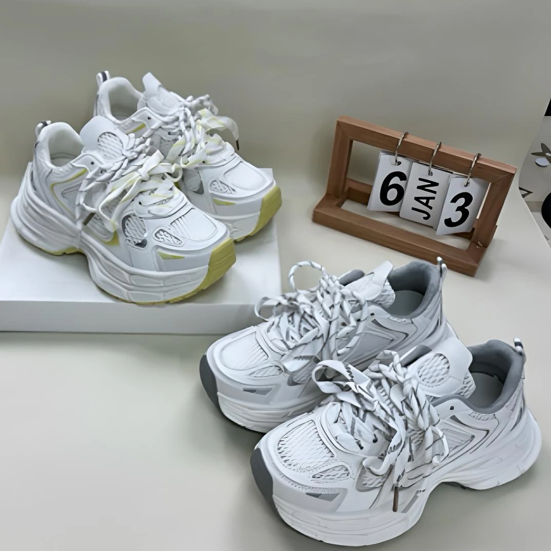 E602夏季新款透气双鞋带老爹鞋女鞋时尚休闲百搭