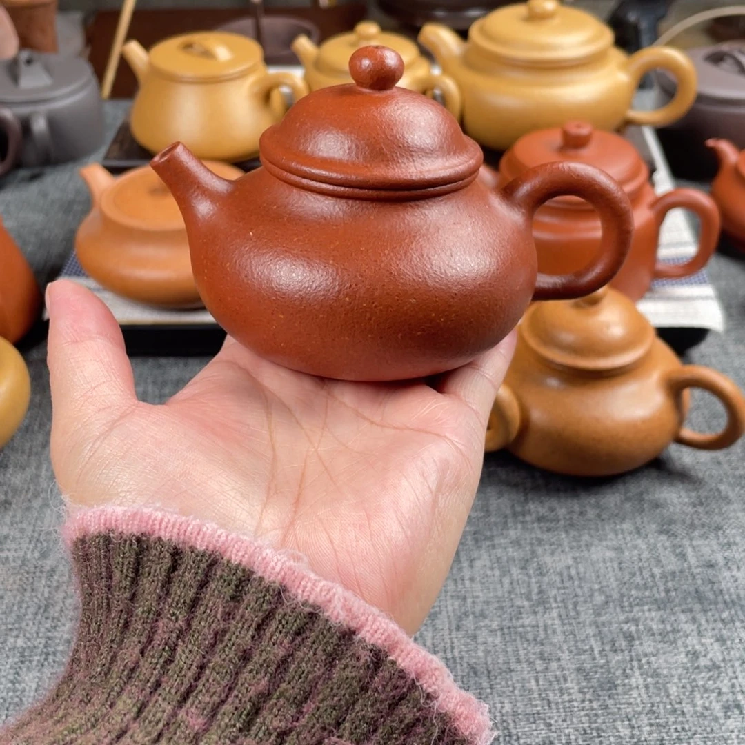 紫砂茶壶红降坡容天全手纯红20目170