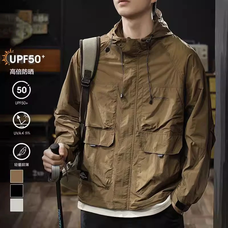 男士户外防紫外线凉感冰丝防晒衣美式大码新款薄款钓鱼防晒服外套