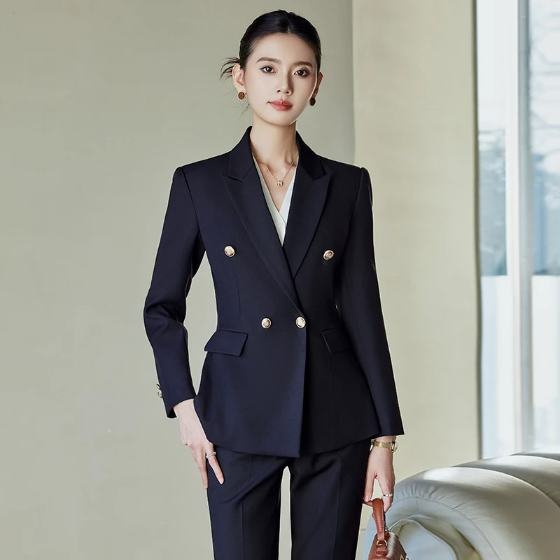 高级感西装外套女春秋大学生面试正装销售前台气质工作服职业套装