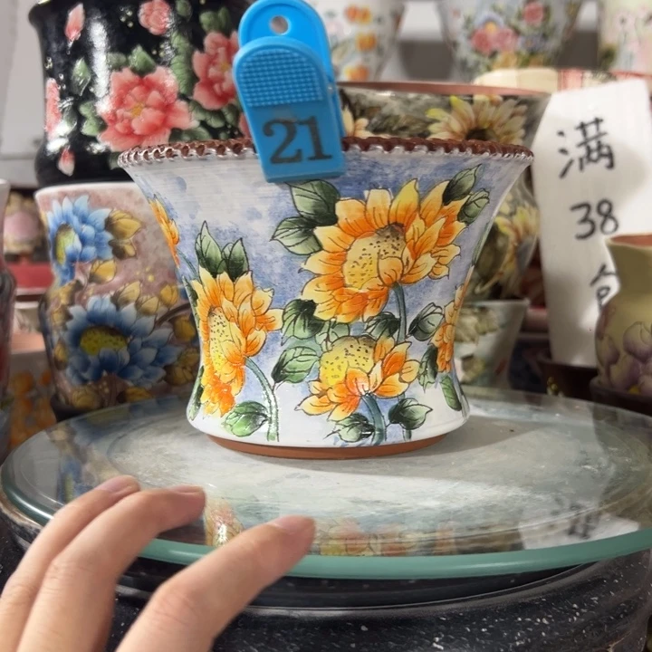 景德镇手绘花盆满38包邮偏远地区除外
