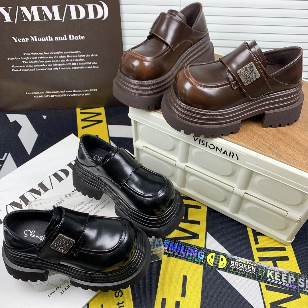 628春季2025新款春秋复古百搭增高配裙子厚底乐福单鞋