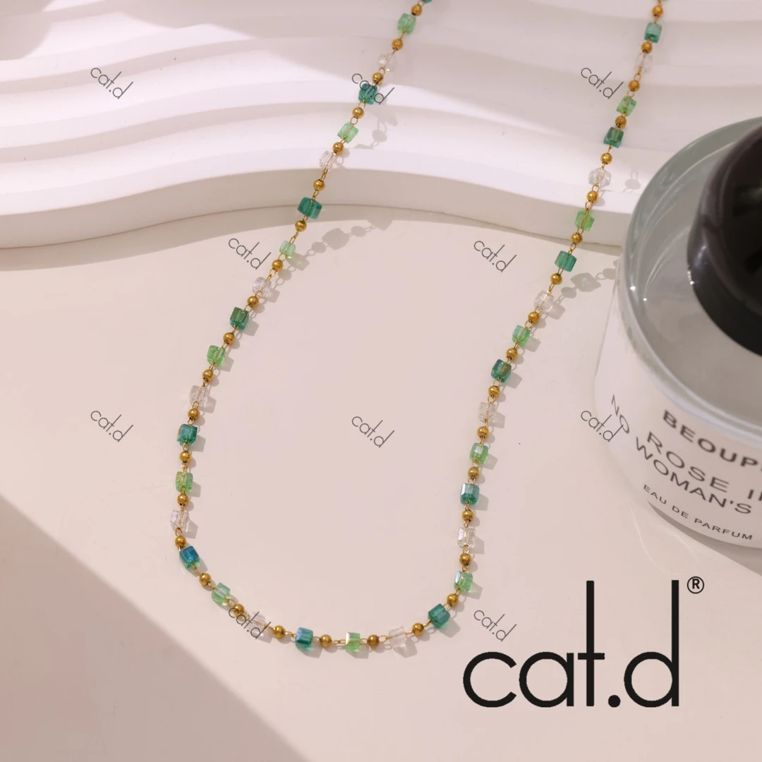 钛钢仿水晶项链  X0028《绿晶晶》ins风设计款轻奢百搭原创项链