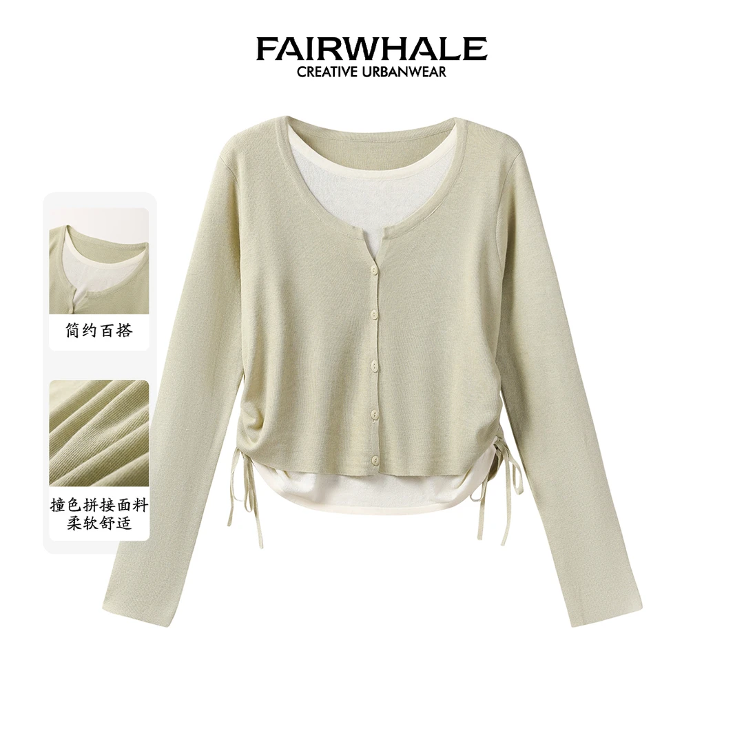 【年中福利】马克华菲女装休闲百搭假两件针织衫 F43004A084