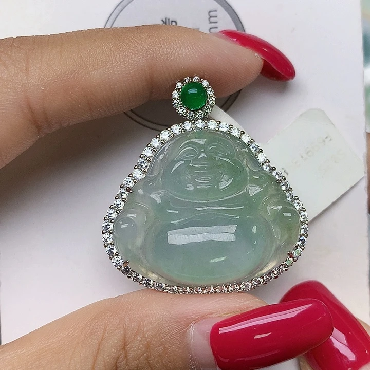 颈饰银S925镶嵌翡翠天然翡翠