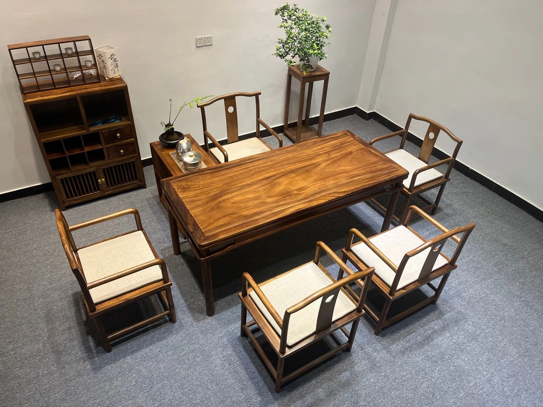 【悟道茶桌】南美胡桃木全实木榫卯结构茶桌书桌办公桌餐桌泡茶桌