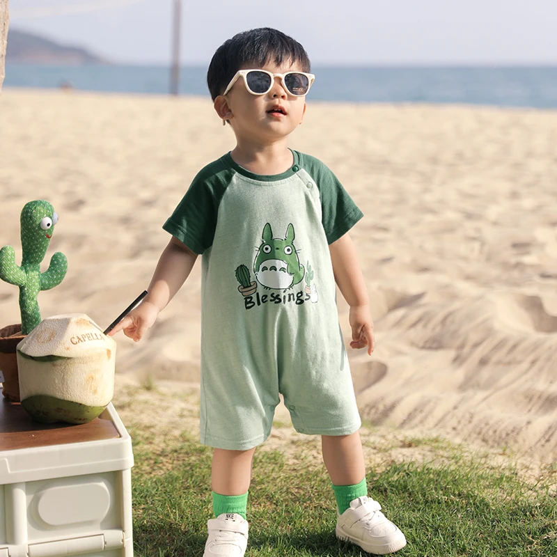 142小O爸男婴童【夏季浮力】  宝宝卡通洋气插肩袖哈衣 NQX37412