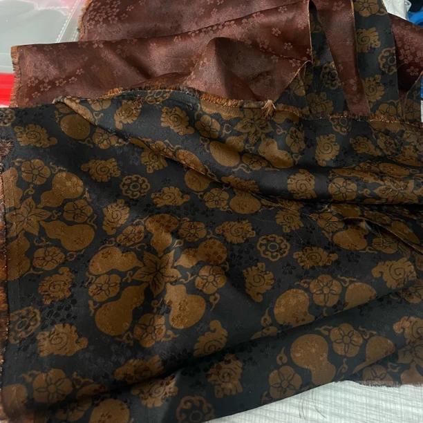 宝葫芦真丝香云纱刀口布料桑蚕丝红云纱五福临门真丝提花零头面料