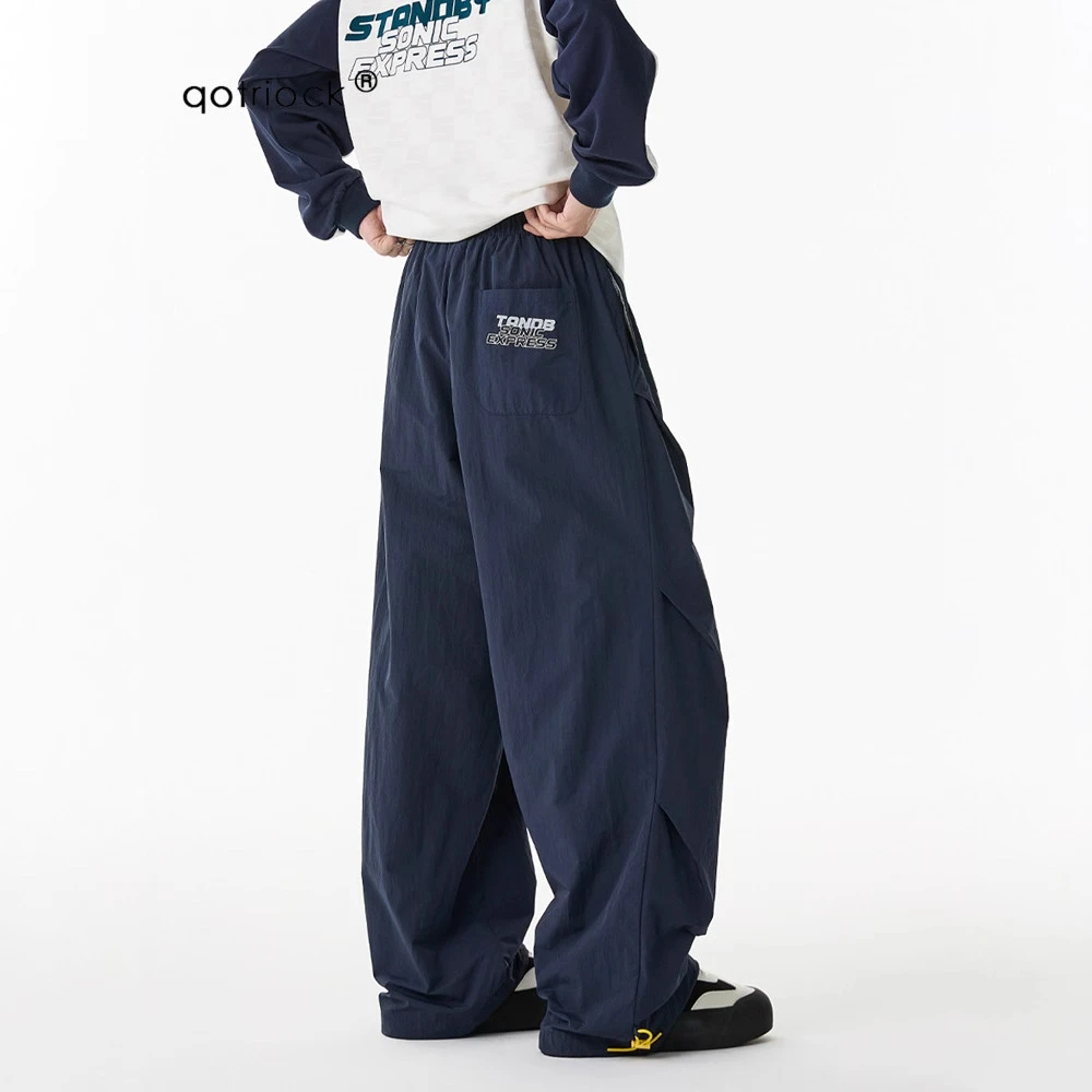 美式复古速干伞兵冲锋裤男女夏季薄款宽松工装裤情侣休闲阔腿裤潮