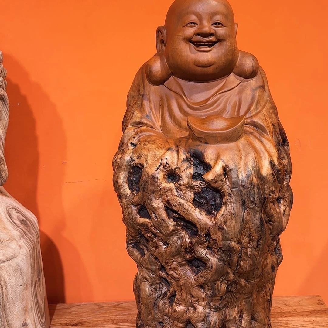 香樟木枣木弥勒摆件