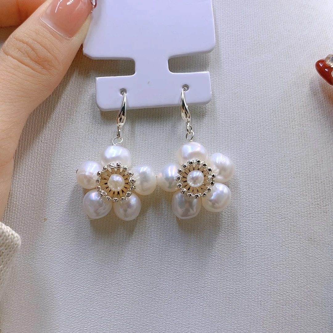 银S925镶嵌耳饰淡水珍珠