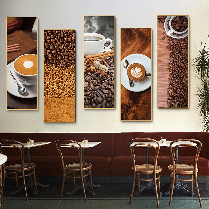 咖啡馆装饰画甜品店咖啡店创意个性背景墙挂画咖啡文化墙创意壁画
