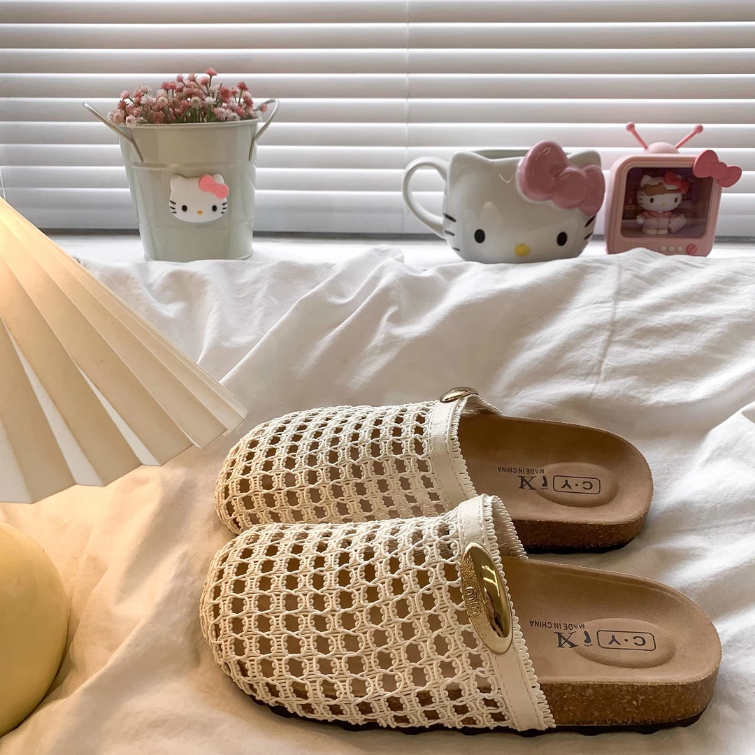 网面透气包头凉拖鞋女夏外穿2025新款小众设计半拖鞋配裙子勃肯拖