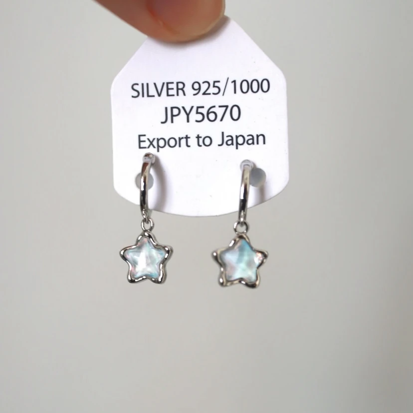 铜合金耳饰 H363偏光幻彩小星星无耳洞耳夹小巧精致设计个性甜酷