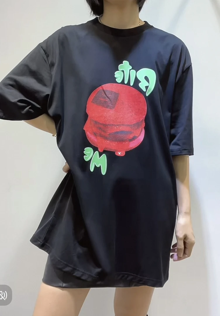 宽松汉堡印花短袖t恤