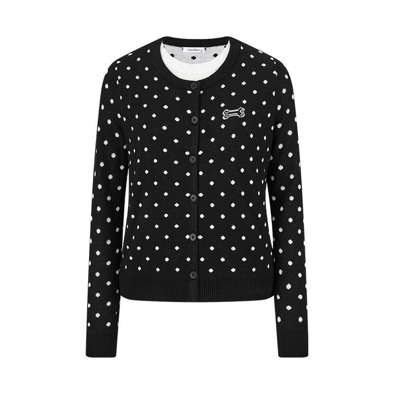 MosesQueen/魔西女王气质韩系慵懒风波点针织开衫上衣毛衣外套