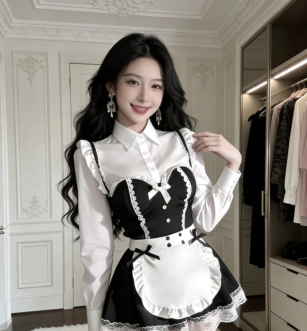 可爱性感加胸垫钢圈拼接吊带睡裙套装夏季法式纯欲风睡