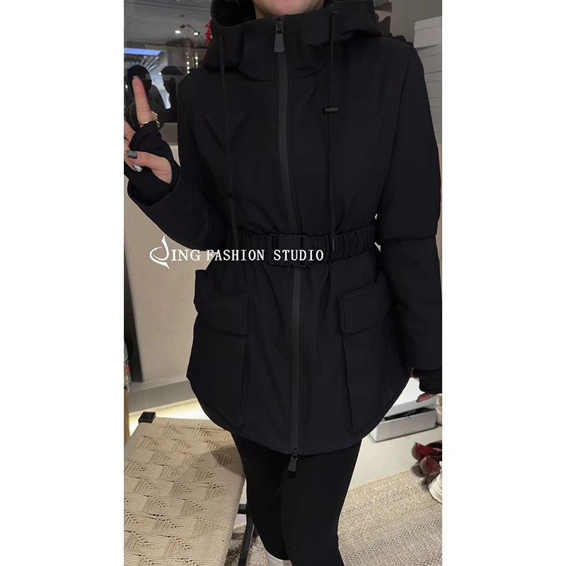 JING2024冬季新款28359带帽冲锋衣女装羽绒服中长款保暖上衣