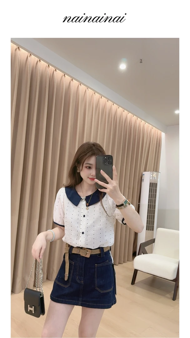 奈奈妮【轻甜少女】裤裙短裤女2025夏季新款高腰洋气(不含皮带)7009