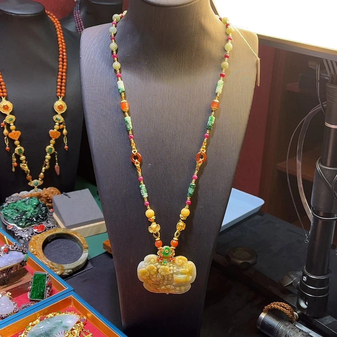 翡翠未镶嵌套链双十二清仓价翡翠多宝项链套装