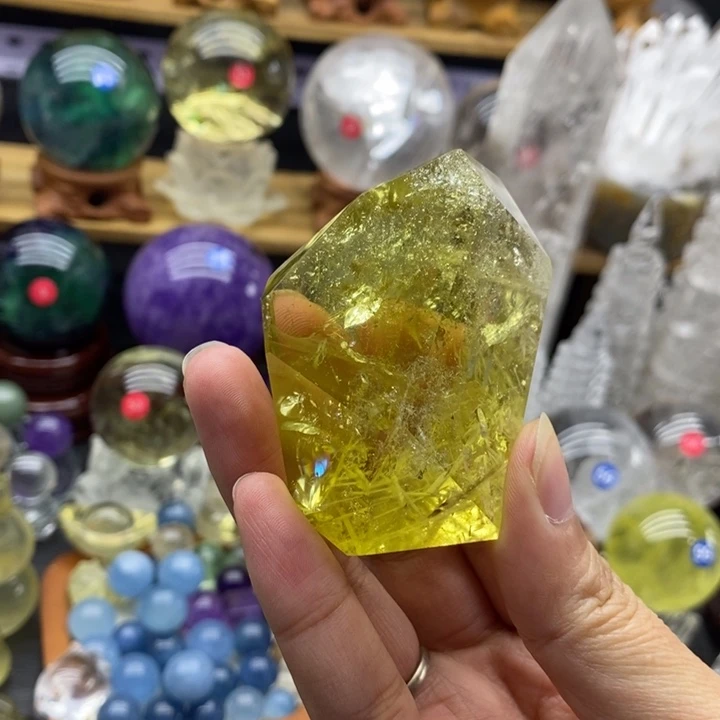 石材天然黄水晶随行