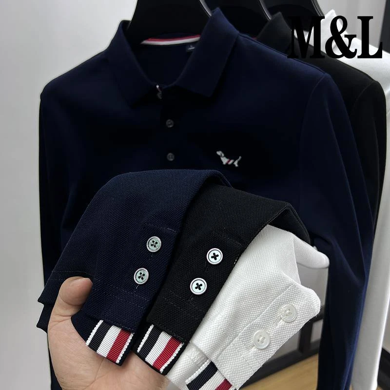 【澳门&专柜】（下摆开叉）保罗衫长袖恤男翻领春秋季纯棉体恤男