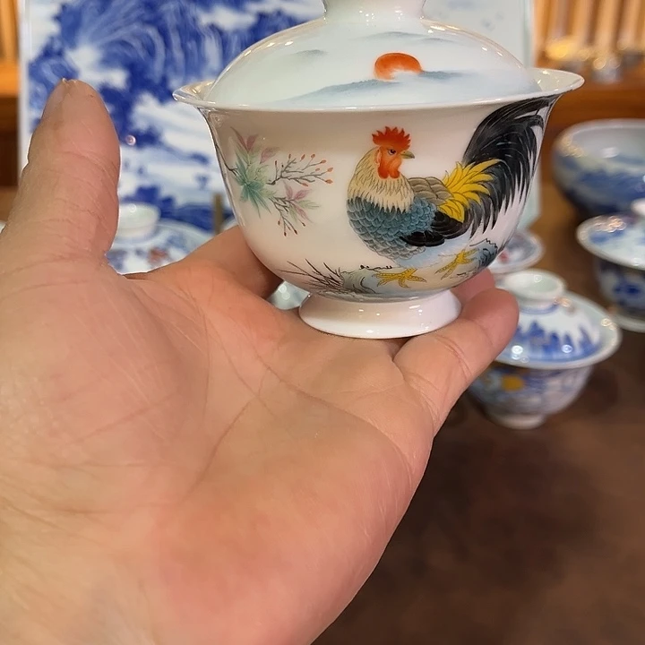 錡镇堂手工手绘盖碗