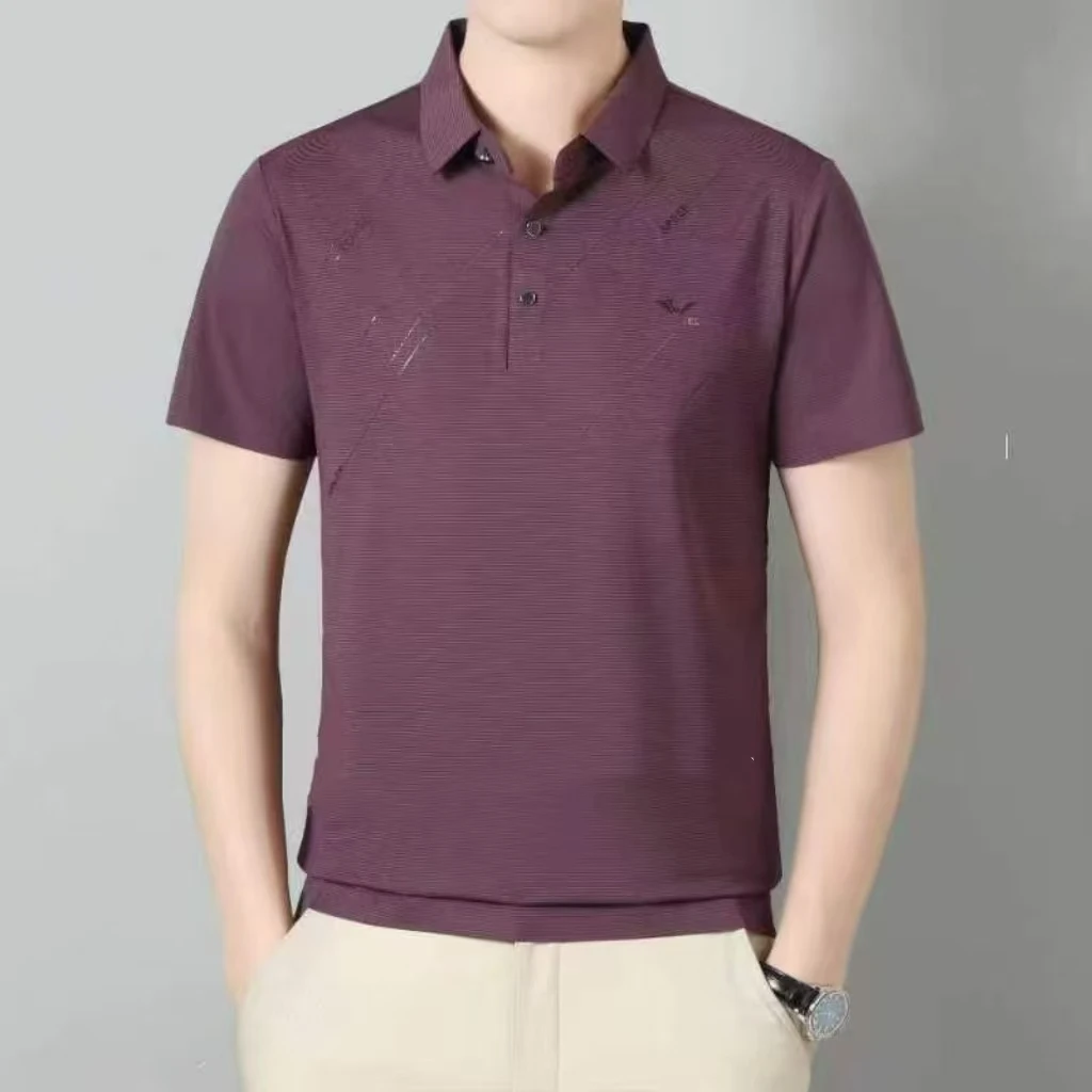 夏季薄款时尚中青年休闲翻领短袖中年Polo衫男士透气半袖宽松