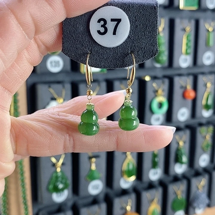 和田玉耳饰18K金镶嵌楚**姐