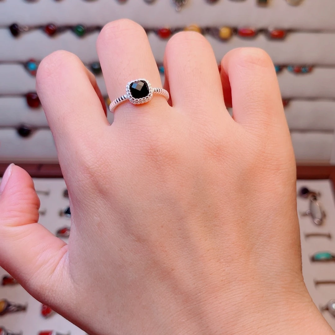 鱼***卷足银大理石纯银戒指