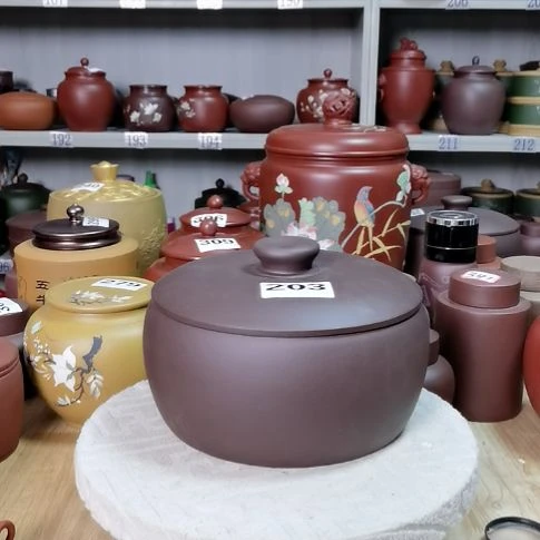 茶叶罐紫砂四饼茶叶罐素面老紫泥203
