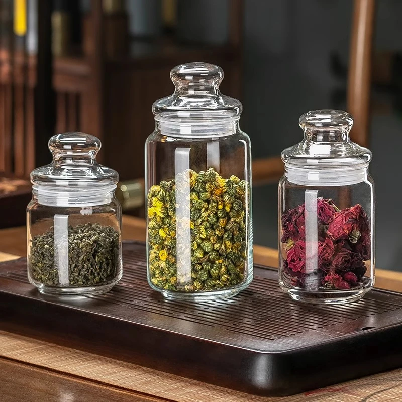 储物罐密封罐茶叶罐包材储物罐玻璃罐带盖小号珍珠棉瓶子