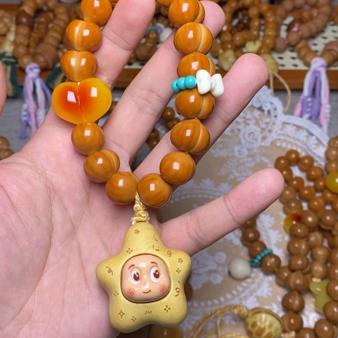 猴头核桃吊坠16玻璃底屁桃➕星星人爱心蝴蝶结卡环新号补贴