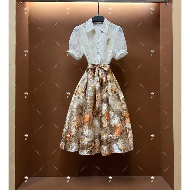 【M】春夏丨设计师轻奢法式印花女士连衣裙 GS-55180